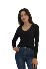 Body lang arm T shirt Damen Royyen K-201 Baumwolle V Ausschnitt Sweatshirt