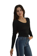 T shirt lang Arm Royyen K-202 V Ausschnitt Damen Grossen Grössen