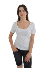 Royyen 225 T-Shirt aus gekämmter Baumwolle mit U-Ausschnitt vorne und hinten